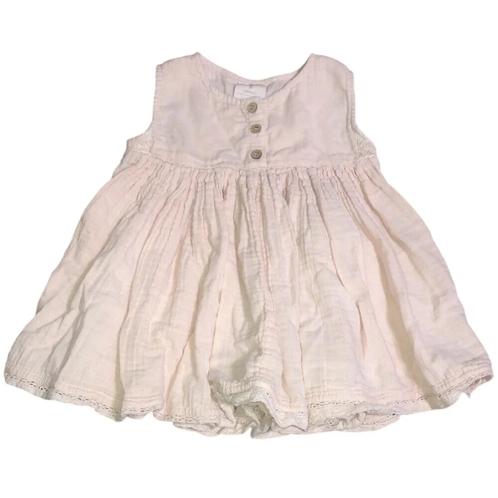 SPELL &‎ The Little Gypsies Ava Botanically Dyed Cotton Sleeveless Dress Rose 3Y